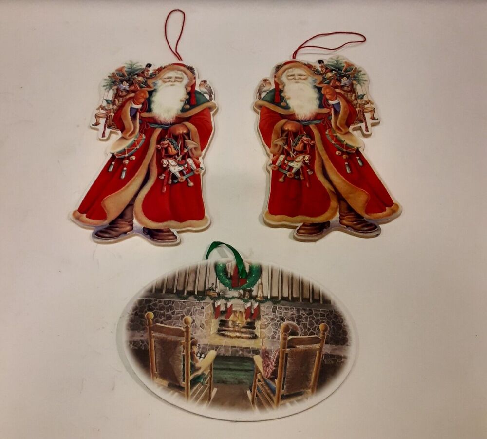 Vintage Cardboard Stock Christmas Trio Ornaments